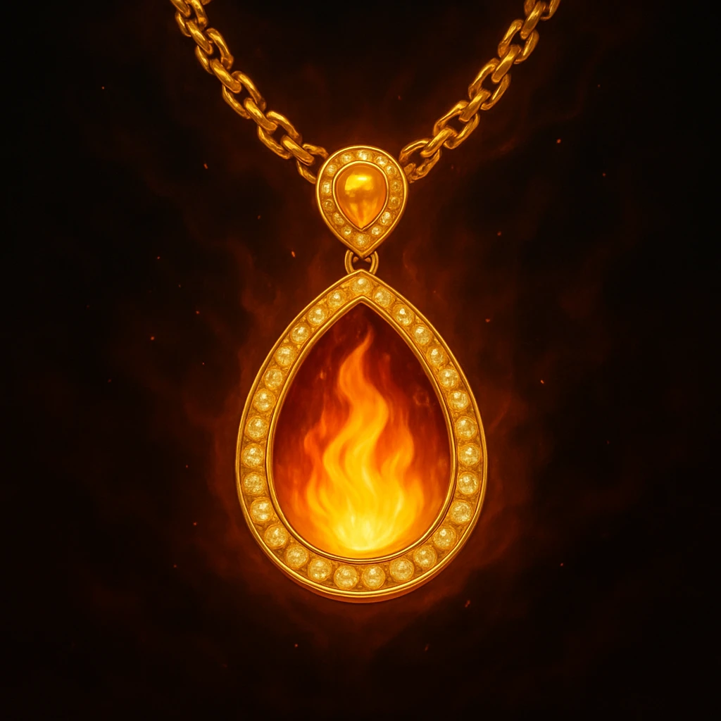 Replace the dark void with a small, powerful flame inside the pendant emoji