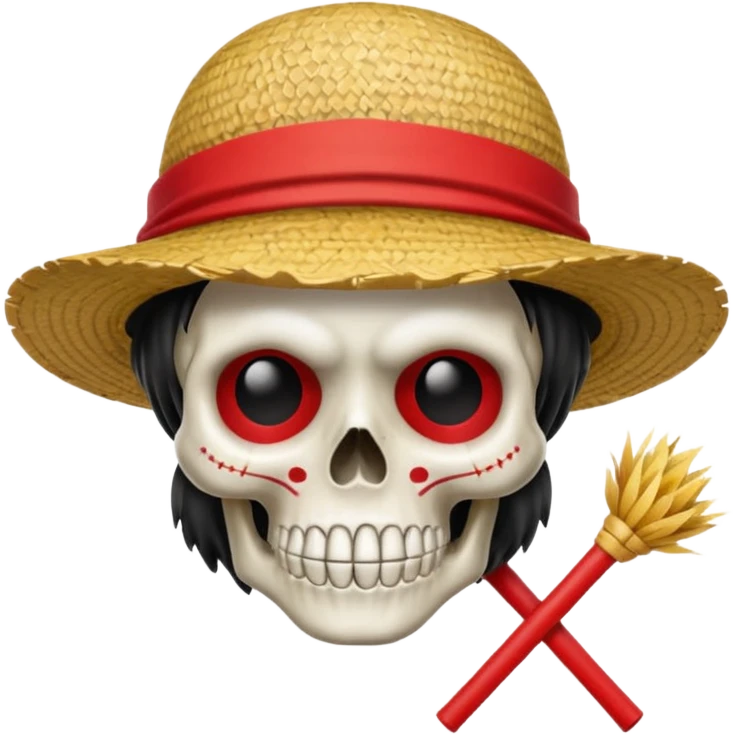 Luffy straw hat logo but.his head is a skull and the line in the hat is red emoji