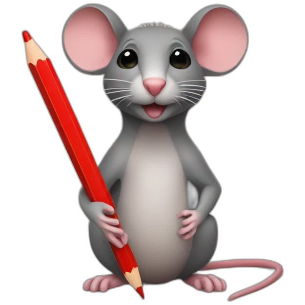 a rat holding a red pencil emoji