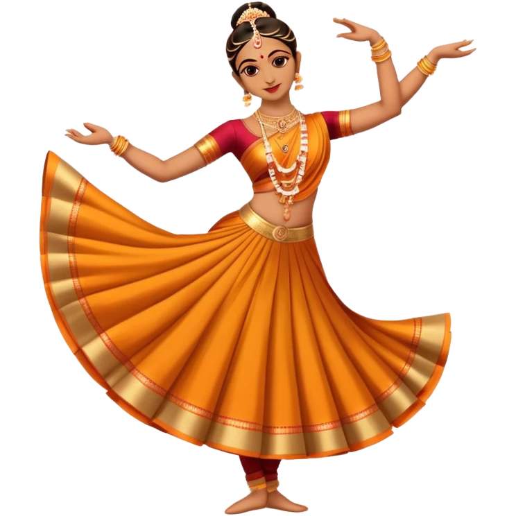 cinematic-realistic-bharatanatyam-dance-emoji,-depicted-as-an-elegant-classical-indian-dance-performance-with-graceful-poses,-intricate-costumes,-and-expressive-hand-gestures,-rendered-with-rich-textures-and-warm-dramatic-lighting, single dancer full body  emoji