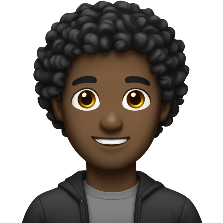 Curly black haired man with brown eyes emoji