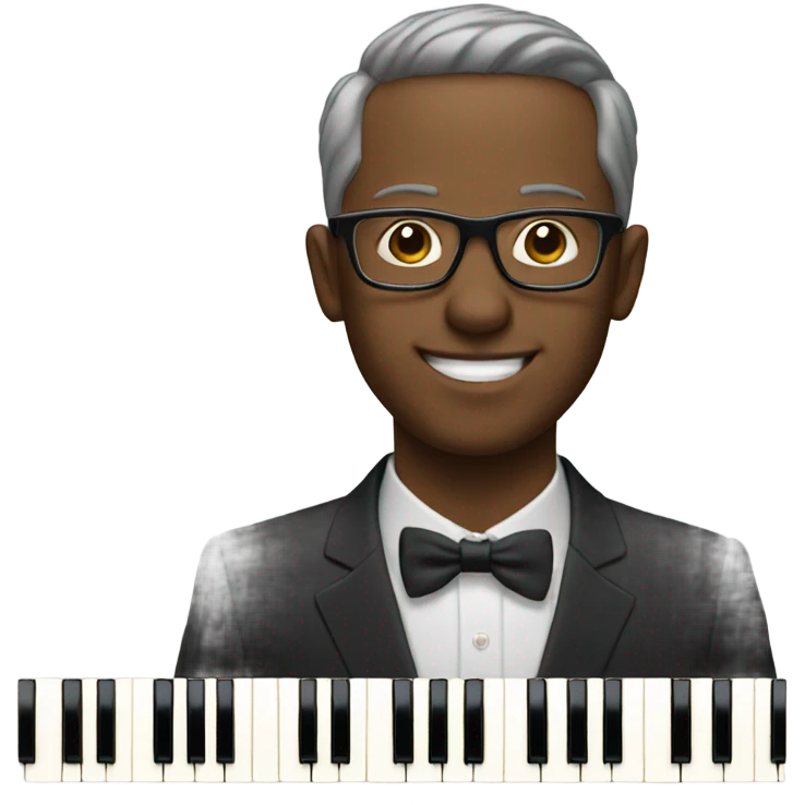 Man with glasses playing piano emoji