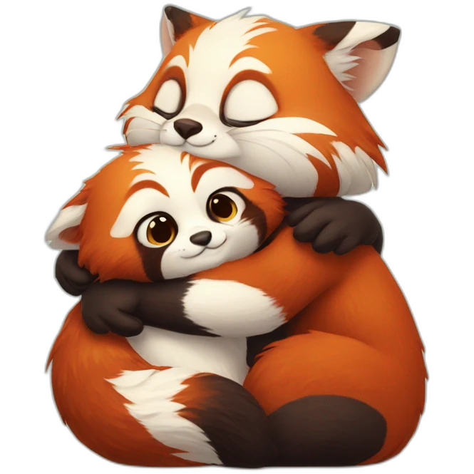 red-panda-hugs-cute-cat emoji