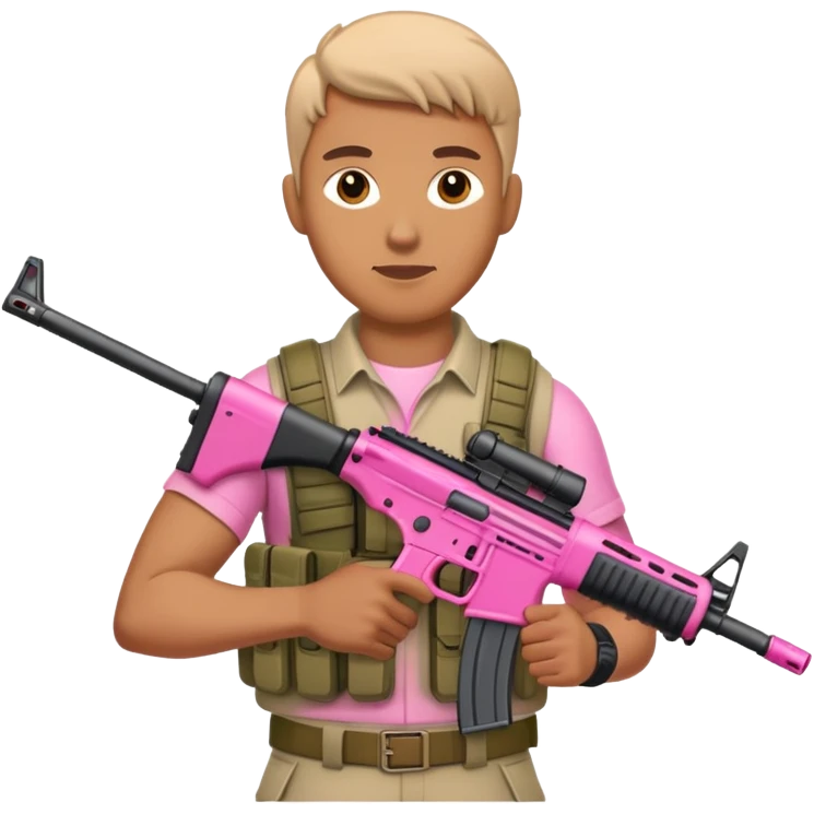 Man holding pink assault rifle emoji