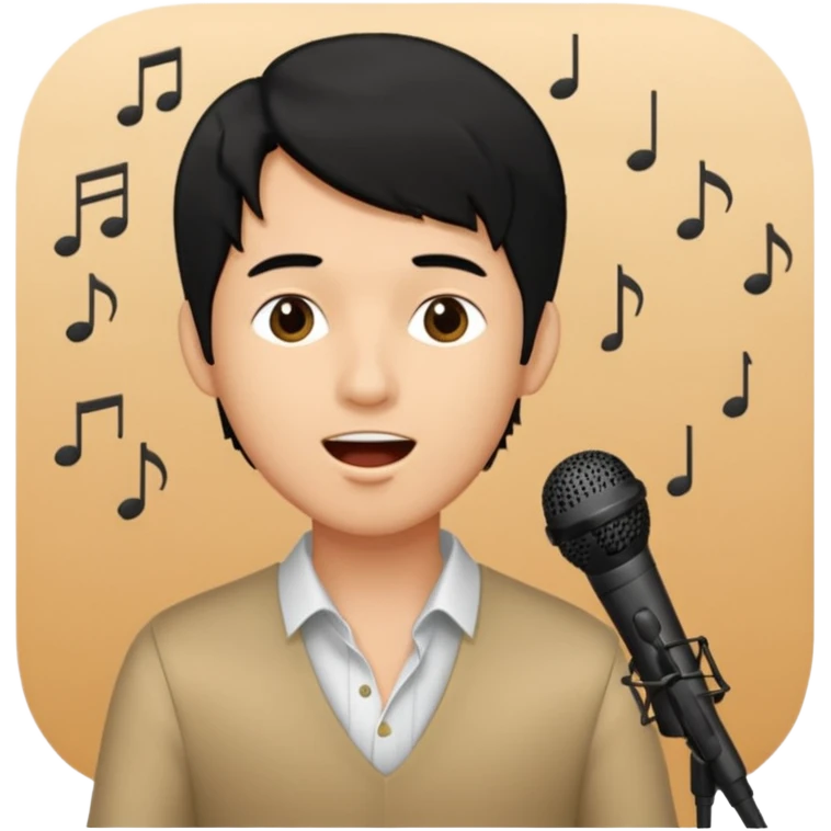 light black hair man singing emoji