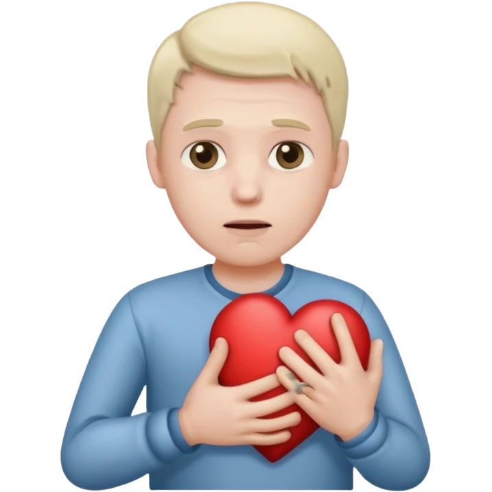 Men I sick hold his heart by 1 hand emoji