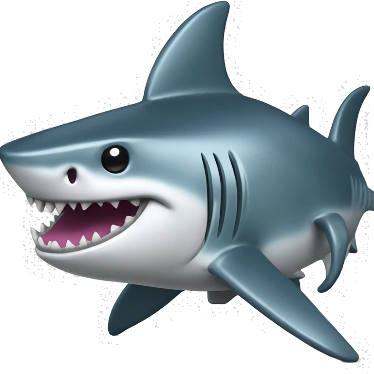 A fully chromed figurine of a shark in a samurai outfit. emoji