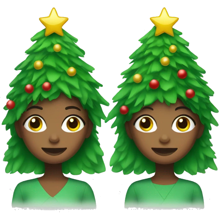 two girls dressed as christmas trees  emoji