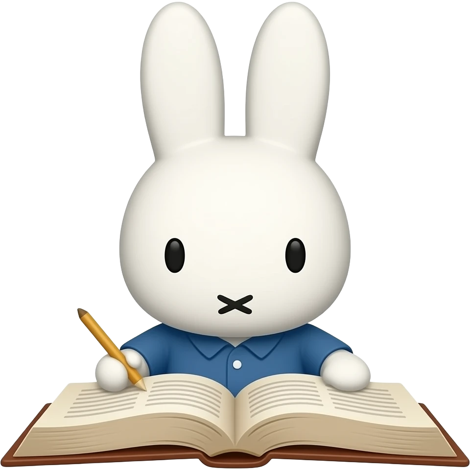 Aesthetic pastel MIFFY studying the Bible emoji