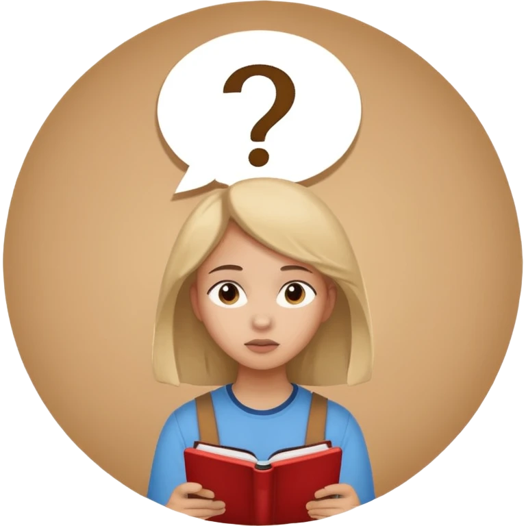 студентка учится и задумывается получится ли у нее, а наверху над головой пустый круг с вопросом emoji