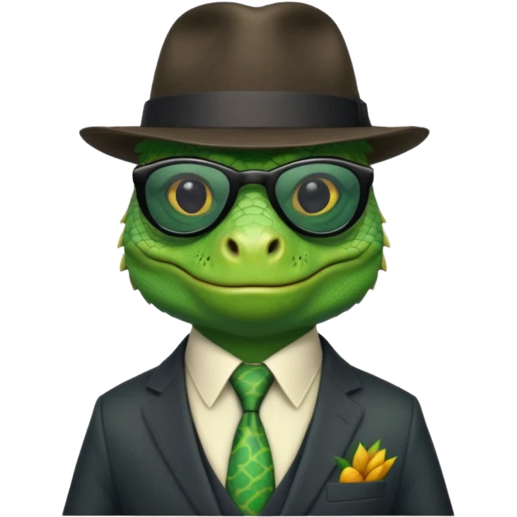 capitalist iguana banker godfather with black sunglasses emoji