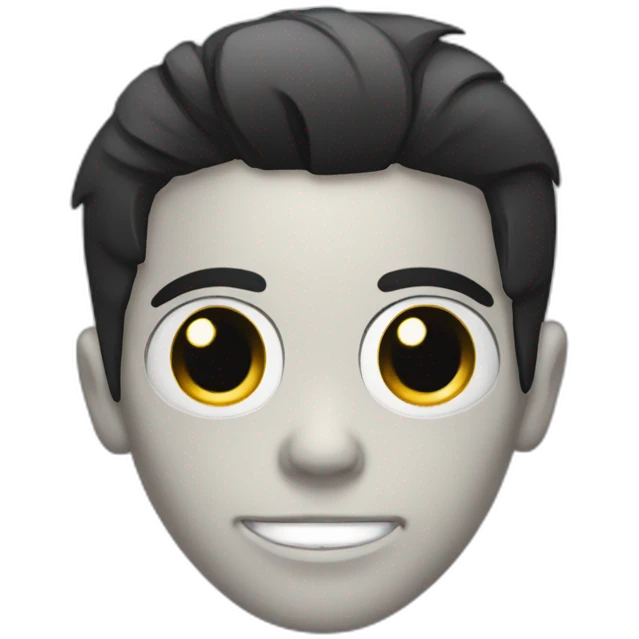 skull with slick black hair grey streaks emoji