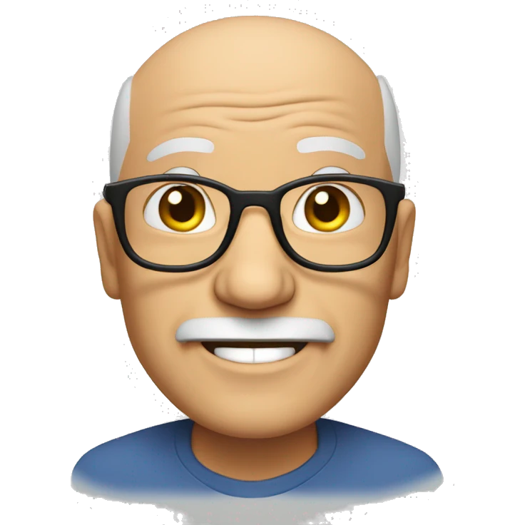 Happy Bald old man with glasses and goatee emoji