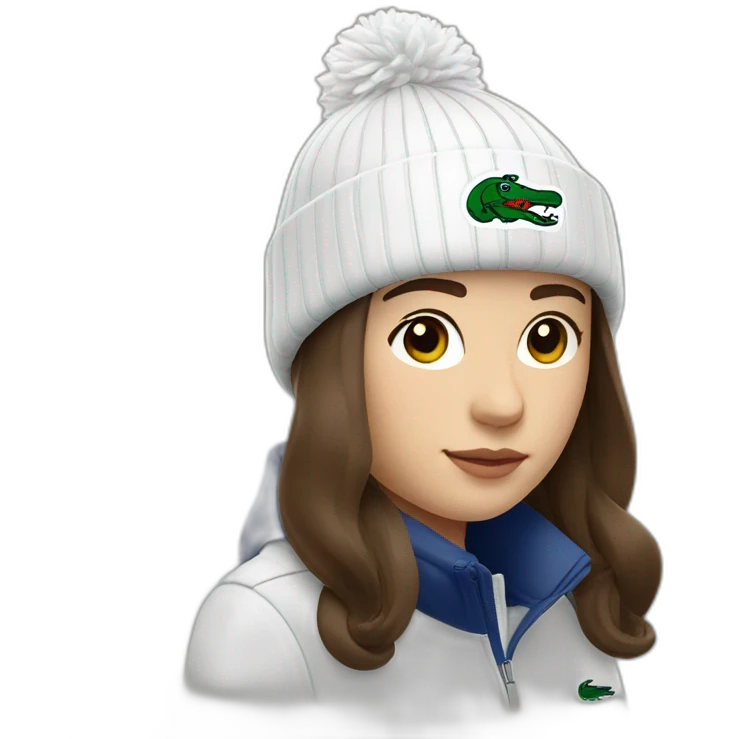 Brunette lacoste beanie with lacoste emoji