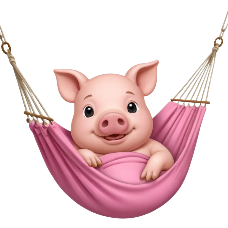 A pig lying in a hammock, fully relaxed, portrait, bust up emoji