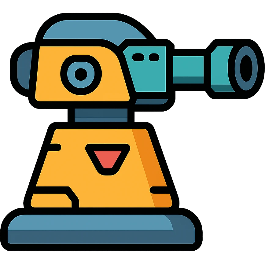 sci fi turret color outline icon with futuristic details emoji