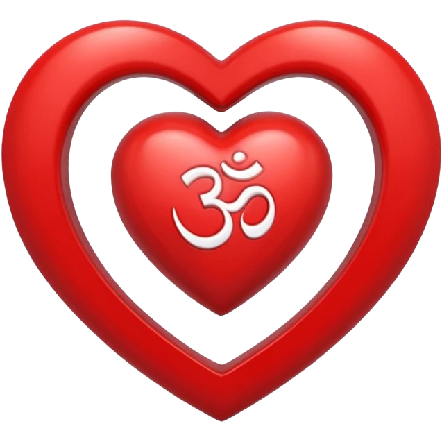 a red heart with a white om sign in the middle emoji