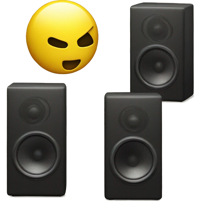 yellow emoji stealing a set of speakers emoji