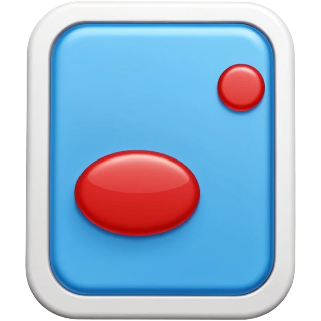single rectangular dishwasher tablet with layered design solid white base bright blue or green middle red or clear gel dot on top smooth compact shape slightly rounded edges clean glossy finish soft lighting subtle shadows emoji scale emoji