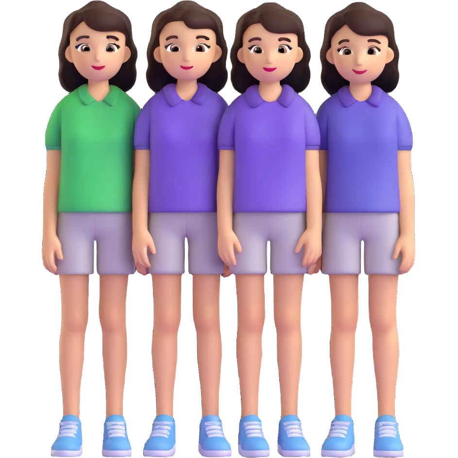 three girls standing in a group emoji