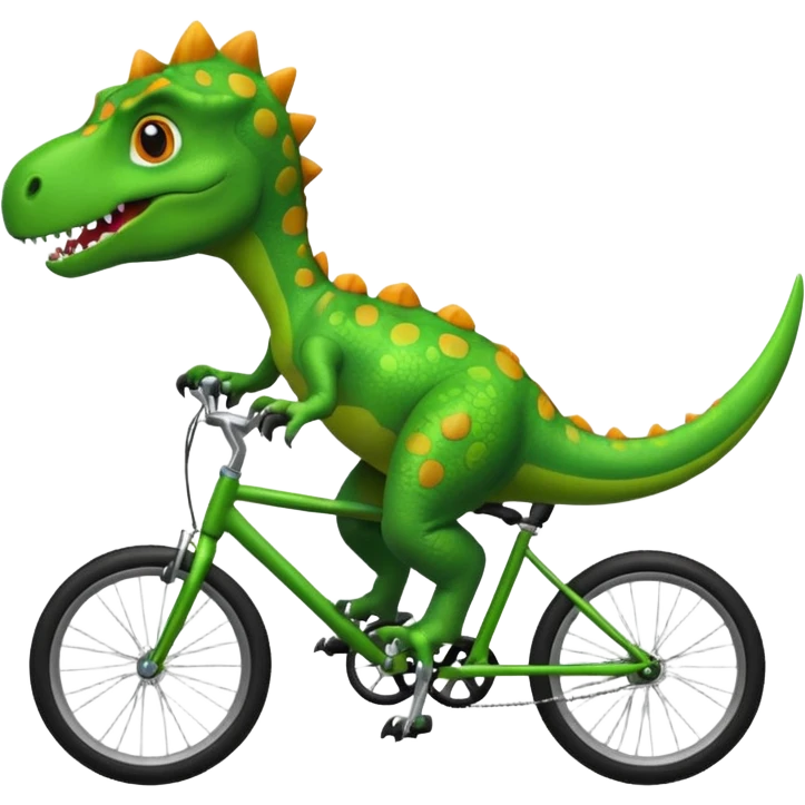 Cute dinosaur riding a bike  emoji