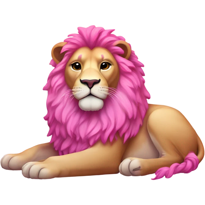 Fully Pink ombre lion lying down with glitter emoji