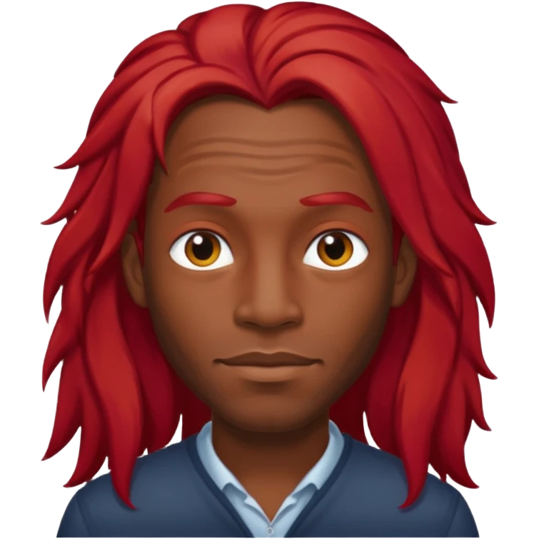 black man long red hair black emoji
