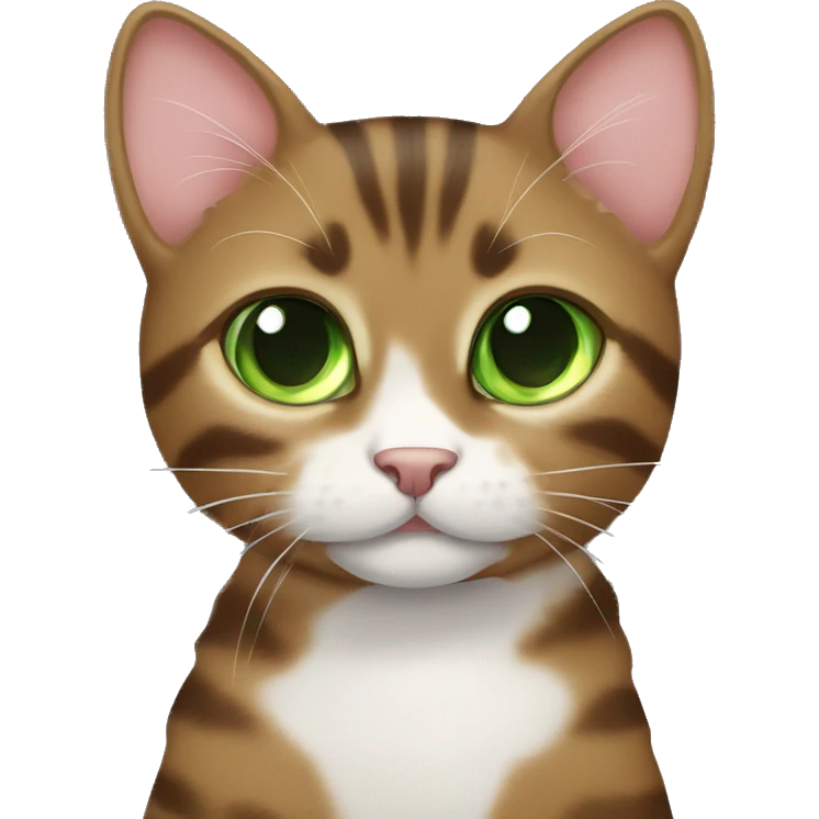 green eye, brown tabby girly cat whole body emoji