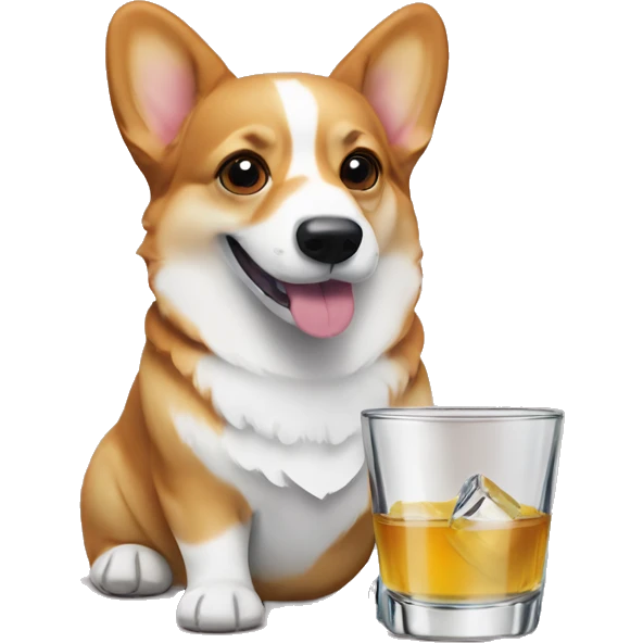 corgi drinking tequila in shot glasses emoji