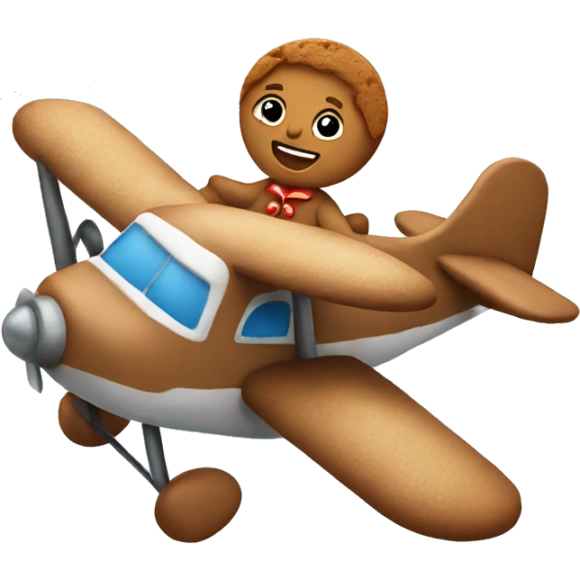 Gingerbread cookie riding an airplane emoji