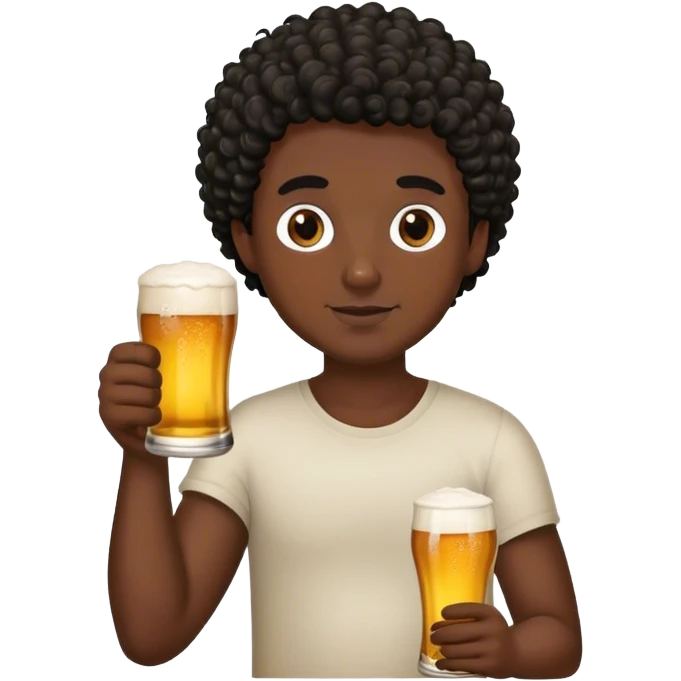 dark black guy holding beer short curly hair  emoji