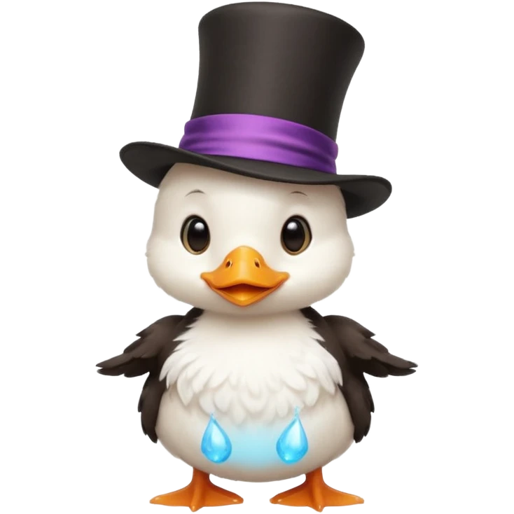 white baby duck with magician hat
 emoji