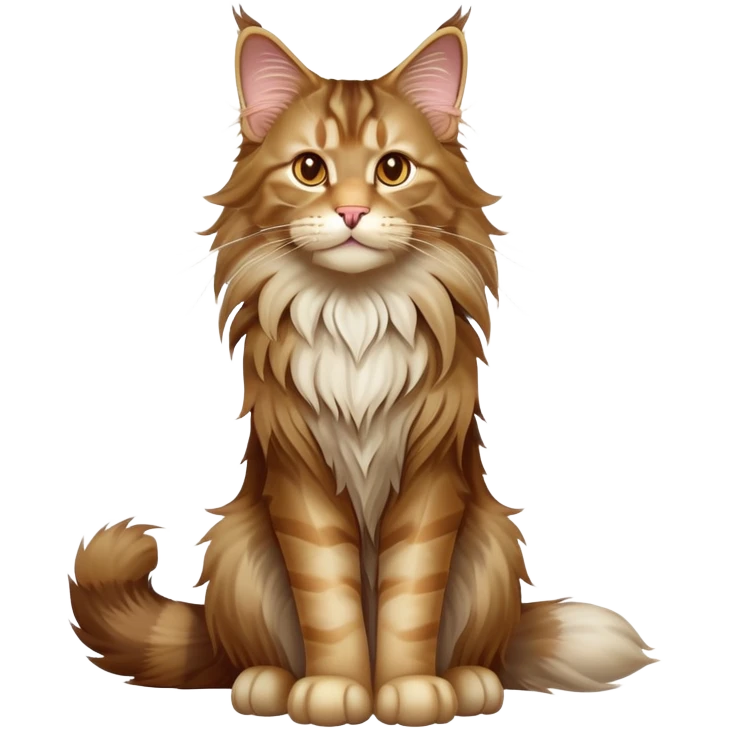 cinematic-[maine coon cat]-realistic-full-body-sitting-emoji,-tail-curled-playfully-around-its-paws,-head-tilted-dramatically,-scruffy-[maine coon]-fur,-simplified-yet-realistic-focused-features,-highly-detailed,-glowing-with-an-almost-sarcastic-glow emoji