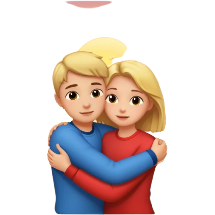 una chica con un chico abrazados viendo el atardecer emoji