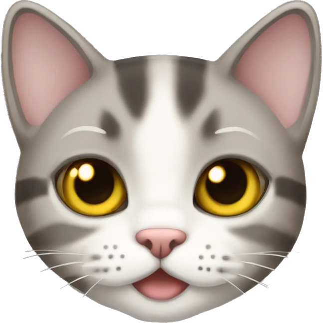 cute Scottish food cat light get with darker stripes and yellow eyes emoji