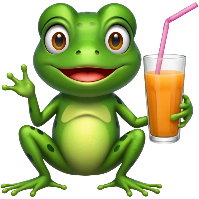 лягушка с соком, наблюдающая хаос emoji