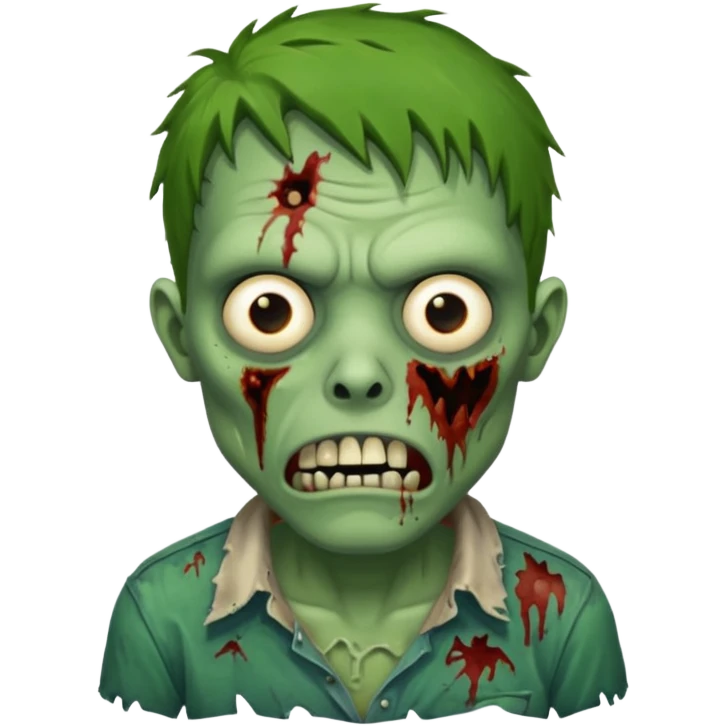 a super cute zombie green with shirt, look sad but not danger

 emoji