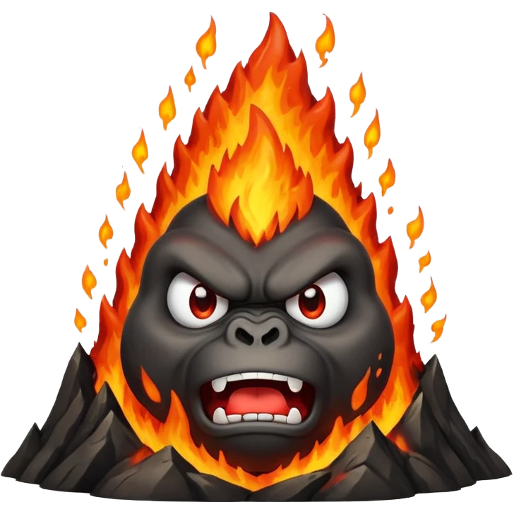 can i have an image of an angry volcano erupting with an angry face. dont make it look like a garilla emoji