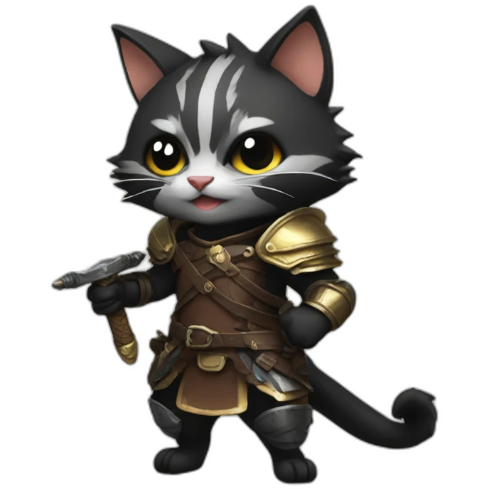 Black-palico-with leather armor and great sword emoji