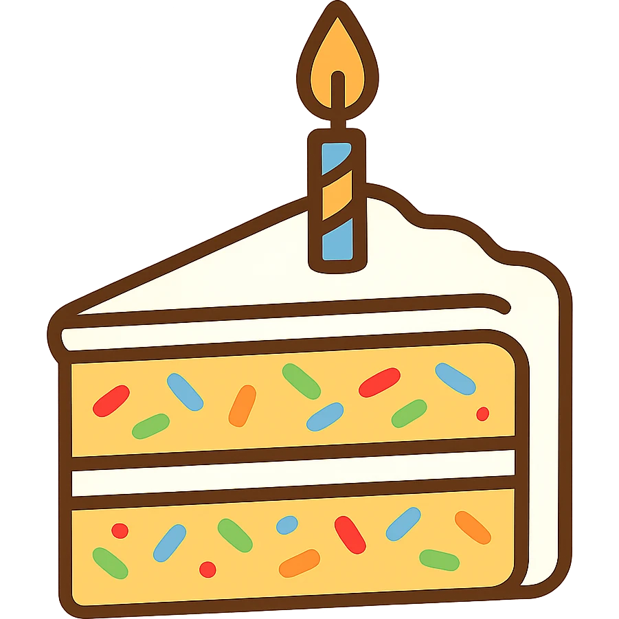 flat toon slice of funfetti birthday cake emoji