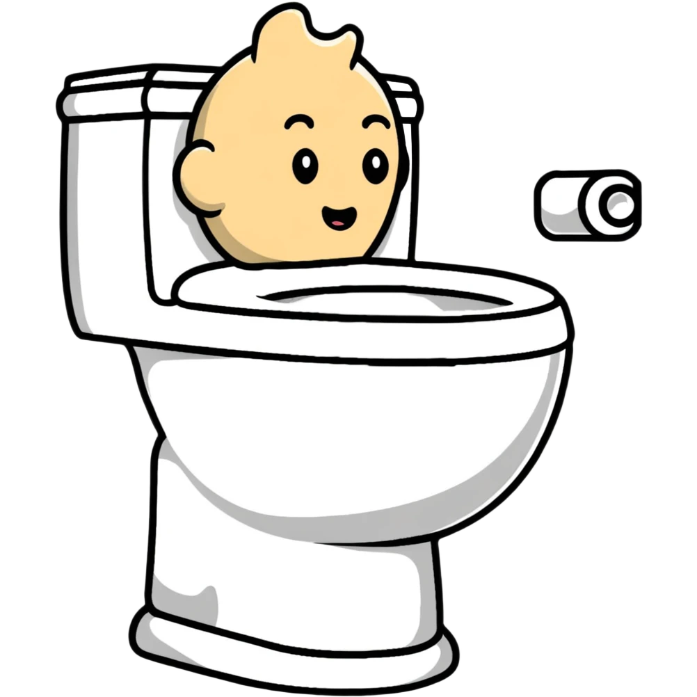 Toilet with a human head visible inside the bowl emoji