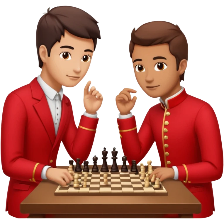 man chess players in red outfits emoji