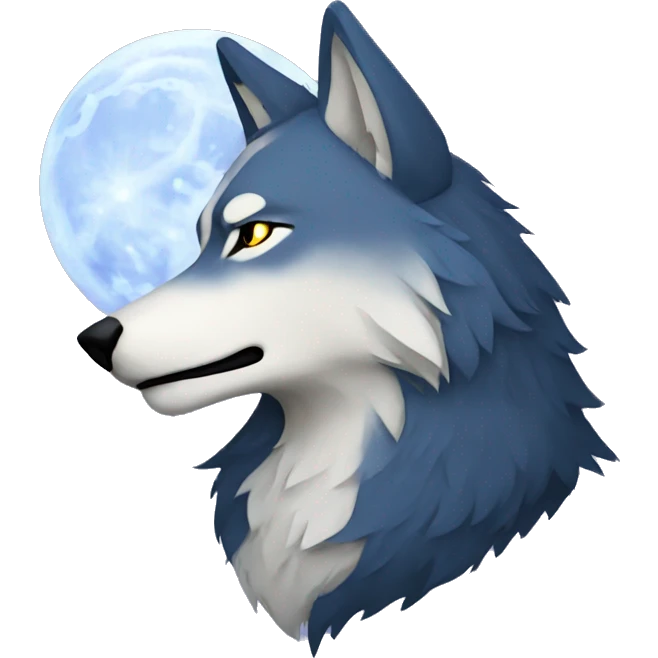 Moon themed wolf emoji