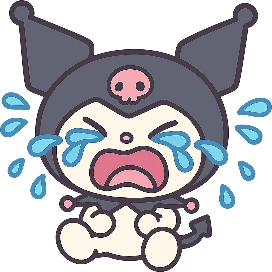 Kuromi crying, pastel toon style emoji