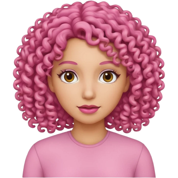 A women curly hair pink emoji