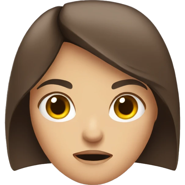 Angry girl with brown hair and brown eyes emoji