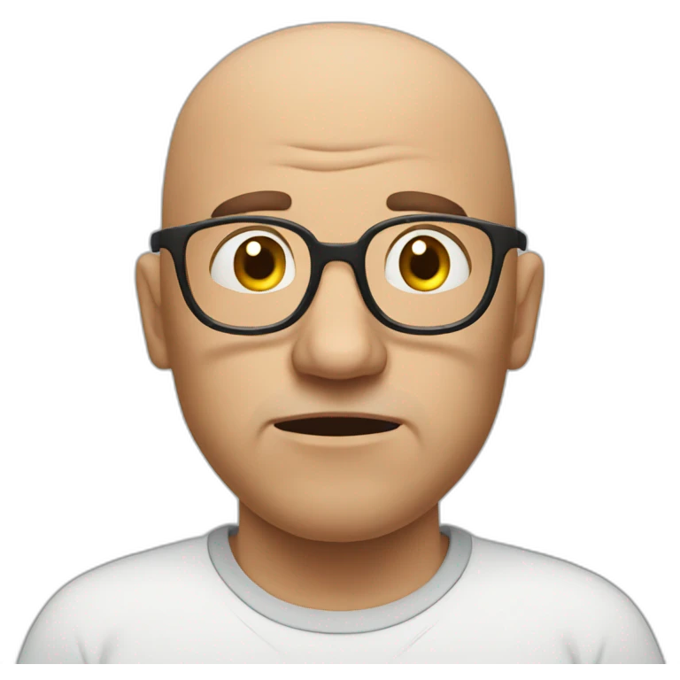 disgusted bald man with glasses emoji