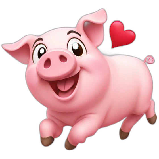 Happy pig and flying hearts emoji