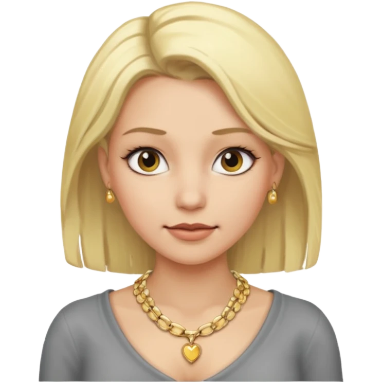 Female with Gold Necklace, grey skin,blonde hair, different expressions. emoji