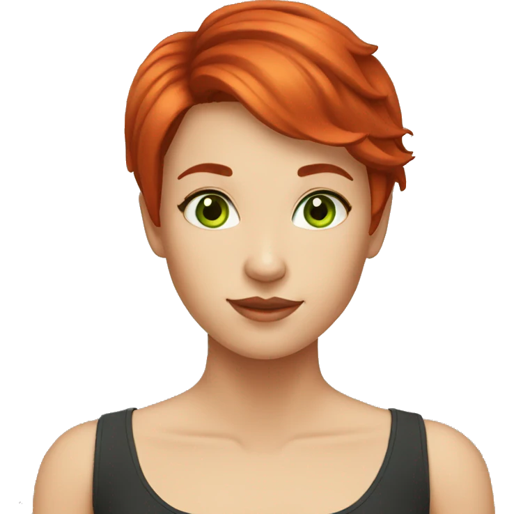 red short hair girl green eyes emoji